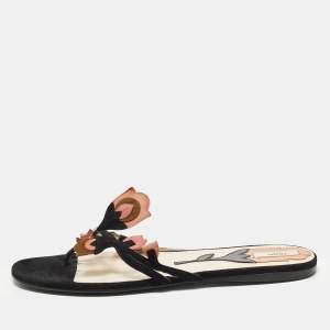 Pre Owned Prada Size 39 Multicolor Suede Thong Sandals
