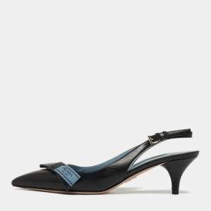 Pre Owned Prada Size 35 Black Leather Slingback Pumps