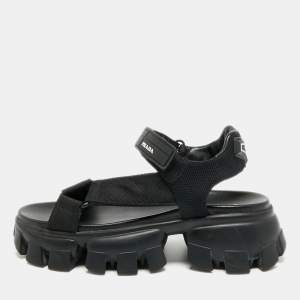 مملوكة مسبقًا Prada Cloudbust Thunder Size 38 Black Canvas Platform Sandals