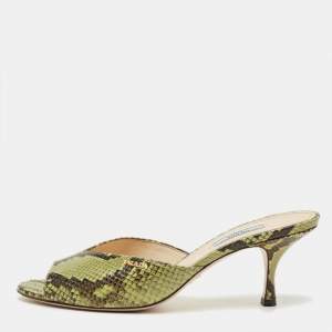 مملوكة مسبقًا Prada Size 41 Two Tone Python Leather Slide Sandals