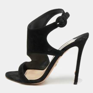 Pre Owned Prada Size 38 Black Suede Ankle Strap Sandals