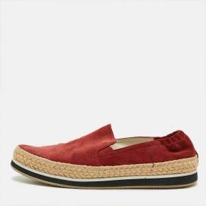 Pre Owned Prada Linea Rossa Size 39.5 Red Suede Espadrille Flats