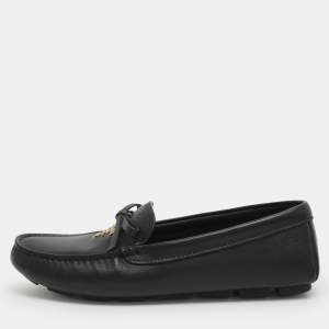 Pre Owned Prada Bow Size 36 Black Leather Loafers