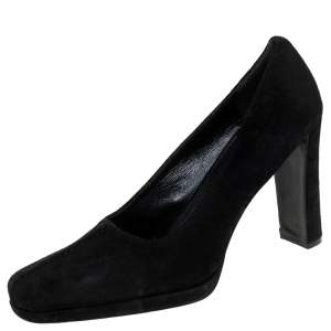 Prada Black Suede Square Toe Pumps Size 39