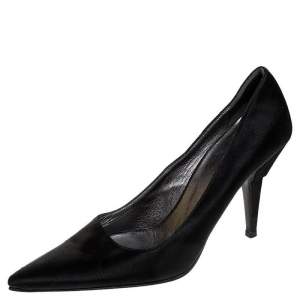 Pre Owned Prada Black Satin Pointed Toe Pumps Size 39
