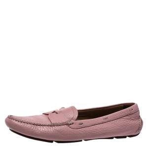 Pre Owned Prada Pink Leather Penny Slip On Loafers Size 39