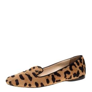 Pre Owned Prada Animal Print Calf Hair Smoking Slippers Size 39.5