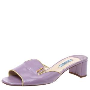 Prada Purple Patent Leather Open Toe Sandals Size 37.5