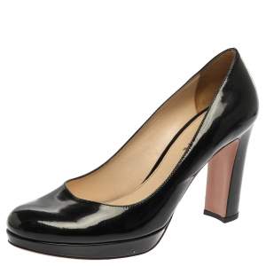Pre Owned Prada Black Patent Leather Platform Pumps Size 39