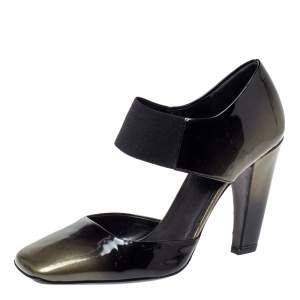Pre Owned Prada Olive/Black Ombre Patent Leather Square Toe Pumps Size 36.5