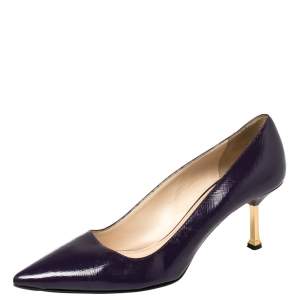 Prada Blue Saffiano Leather Pointed Toe Pumps Size 37.5