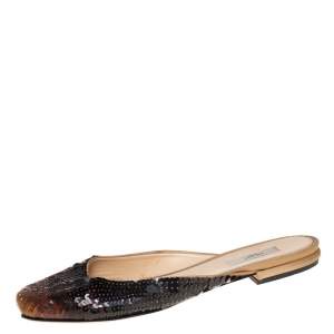 Pre Owned Prada Multicolor Ombre Sequin Flat Mules Size 36.5
