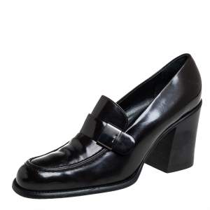 Prada Brown  Patent Leather Loafer Pumps Size 40