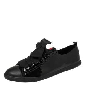 Pre Owned Prada Sports Black Patent Leather Trainer Sneakers Size 37.5