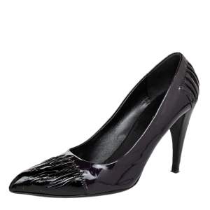 Prada Black/Purple Patent Leather Pointed Toe Pumps Size 39.5