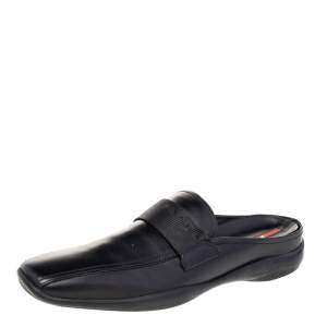Prada Black Leather Slip on Loafers Size 44.5
