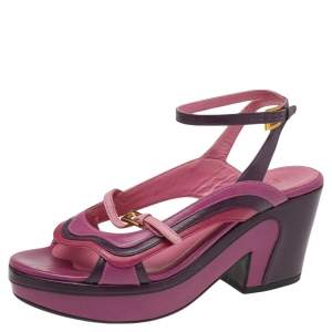 Prada Tricolor Leather Platform Ankle Strap Sandals Size 36.5
