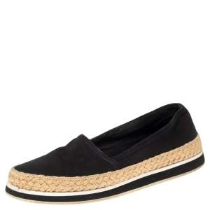 Pre Owned Prada Black Canvas Espadrille Sneakers Size 35.5