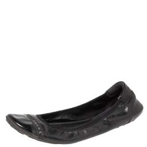 Prada Sport Black Patent Leather Cap Toe Ballet Flats Size 38.5