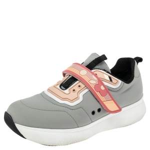 Pre Owned Prada  Grey Nylon And Rubber Velcro Strap Low Top Sneakers Size 39
