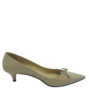 Prada Beige Patent Leather Low Heel Pointed Court Pumps Size 39 (UK 6)