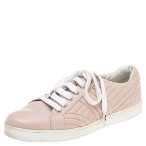 Prada Pink Quilted Leather Low Top Sneaker Size 39.5