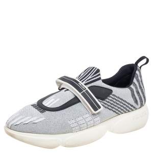 Prada Grey Glitter Fabric Cloudbust Sneakers Size 40.5