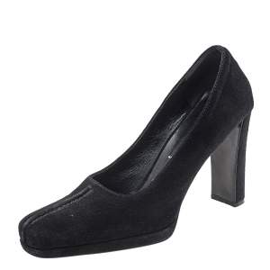 Pre Owned Prada Black Suede Square Toe Pumps Size 37