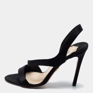 Prada Black Satin Slingback Sandals Size 37