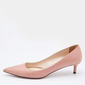 Pre Owned Prada Pink Leather Pointed Toe Kitten Heel Pumps Size 40