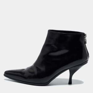 Prada Black Leather Ankle Length Boots Size 37.5