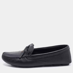 Prada Black Leather Bow Slip On Loafers Size 38.5