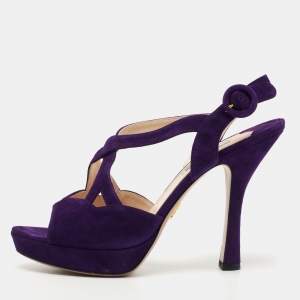 Prada Purple Suede Ankle Strap Sandals Size 41