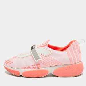 Prada Pink Fabric Slip On Sneakers Size 38