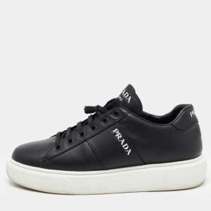 Prada Black Leather Lace Up Sneakers Size 39