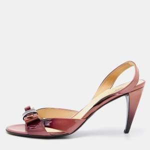 Prada Two Tone Patent Leather Bow Slingback Sandals Size 42