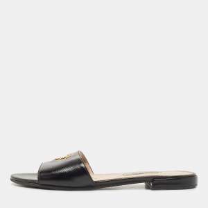Prada Black Patent Leather Slide Flats Size 36  