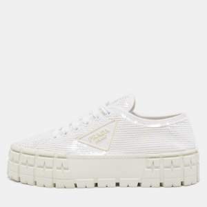 Pre Owned Prada White Sequins Low Top Sneakers Size 38