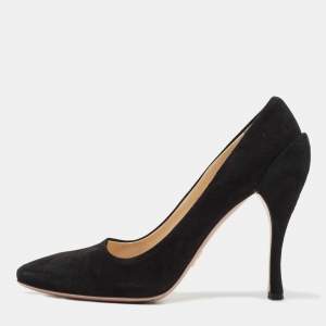 Prada Black Suede Pointed Toe Pumps Size 38.5