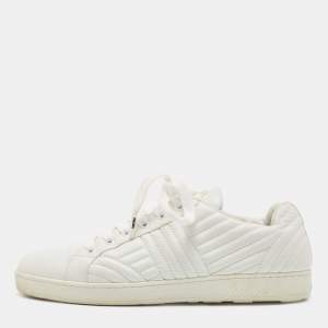 Prada White Quilted Leather Low Top Sneakers Size 41.5 