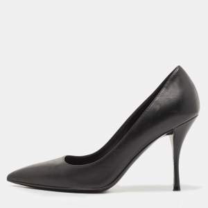 Prada Black Leather Pointed Toe Pumps Size 37