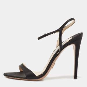 Prada Black Satin Ankle Strap Sandals Size 38