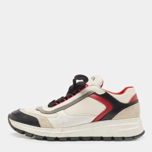 Prada Tricolor Mesh and Leather Low Top Sneakers Size 38