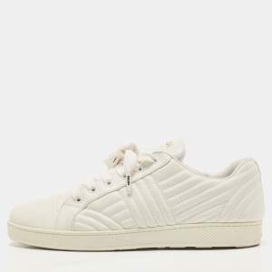 Prada White Quilted Leather Low Top Sneakers Size 41.5