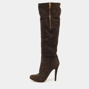 Prada Brown Suede Heel Knee Length Boots Size 40