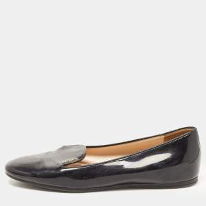 Prada Black Patent Leather Smoking Slippers Size 39