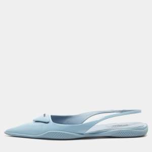 Prada Blue Leather Slingback Flats Size 39.5
