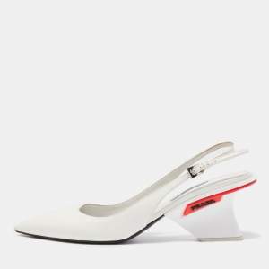 Prada White Patent Leather Slingback Pumps Size 39.5
