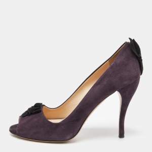 Prada Purple Suede Peep Toe Pumps Size 39