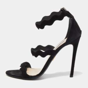 Prada Black Suede Strappy Ankle Wrap Sandals Size 41